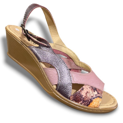 Romulo Sandalia Cuero Rosa Mujer Ref 7038